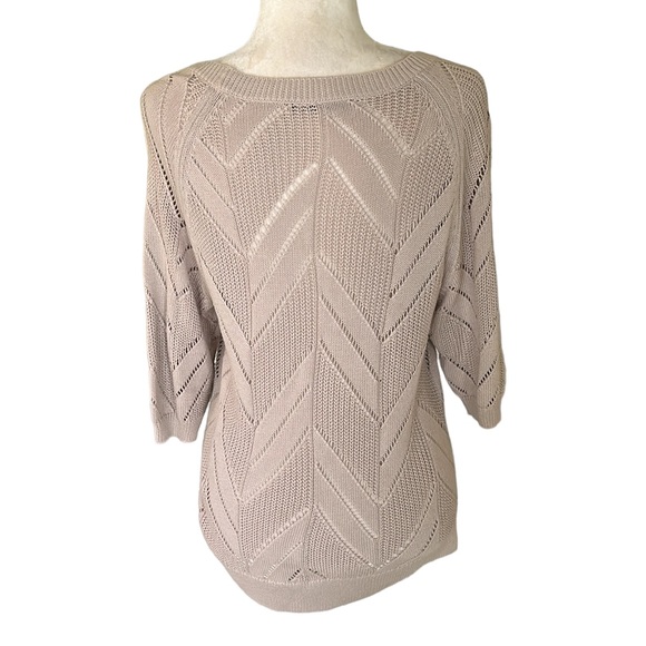 Trina Turk Beige Pointelle Knit Chevron Sweater - S - Picture 7 of 13